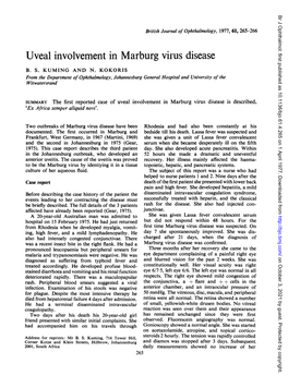 Uveal Involvement in Marburg Virus Disease B