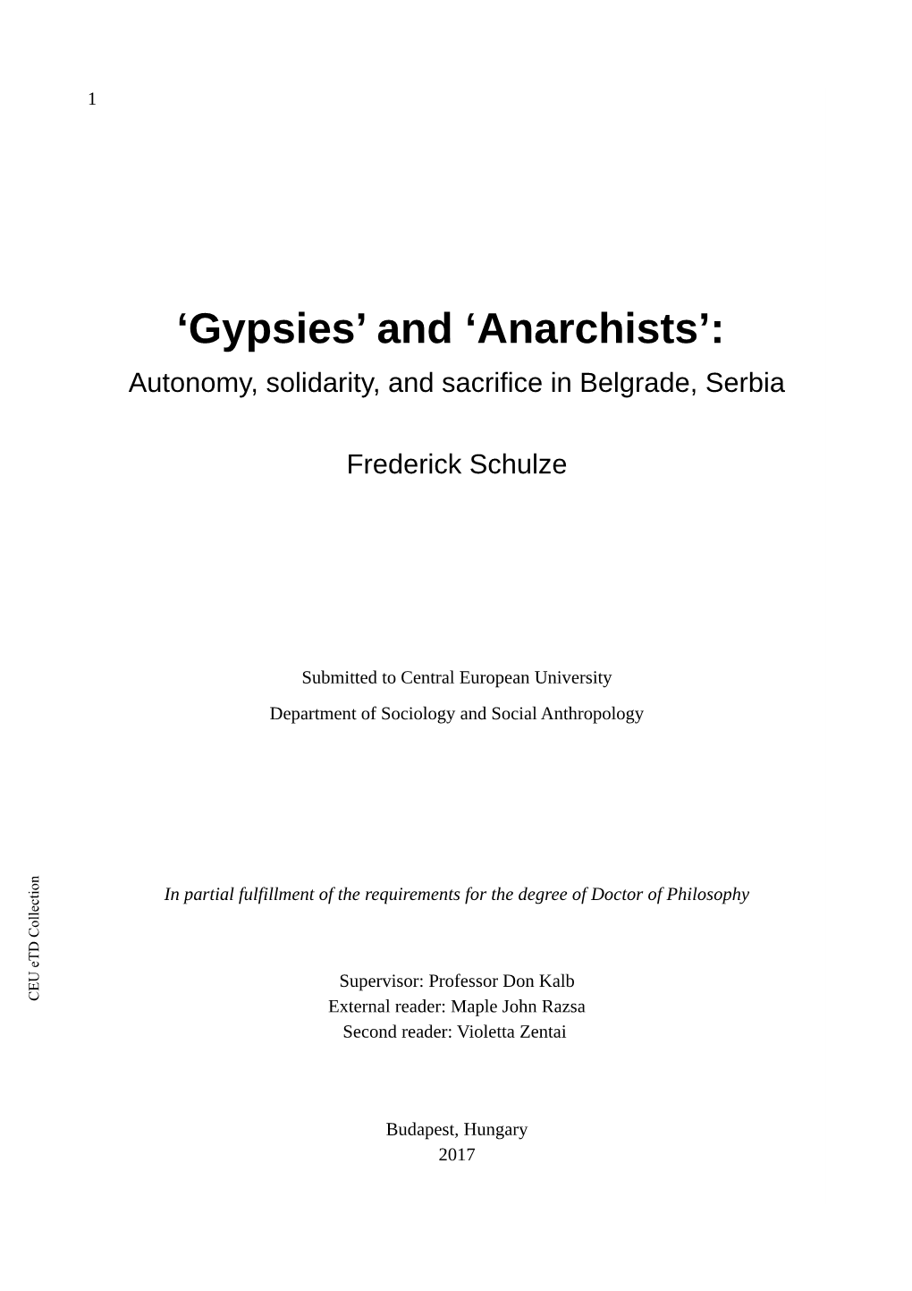 'Gypsies' and 'Anarchists'