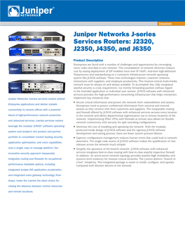 Juniper Networks J-Series Services Routers: J2320, J2350, J4350, and J6350