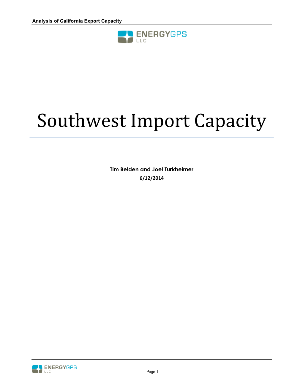 Southwest Import Capacity