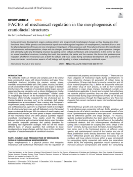 Facets of Mechanical Regulation in the Morphogenesis of Craniofacial Structures