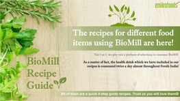 Biomill Recipe Guide