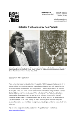 Selected Publications by Ron Padgett