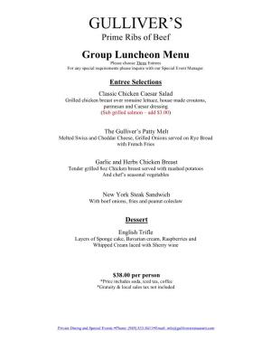 Group Luncheon Menu Please Choose Three Entrees for Any Special Requirements Please Inquire with Our Special Event Manager