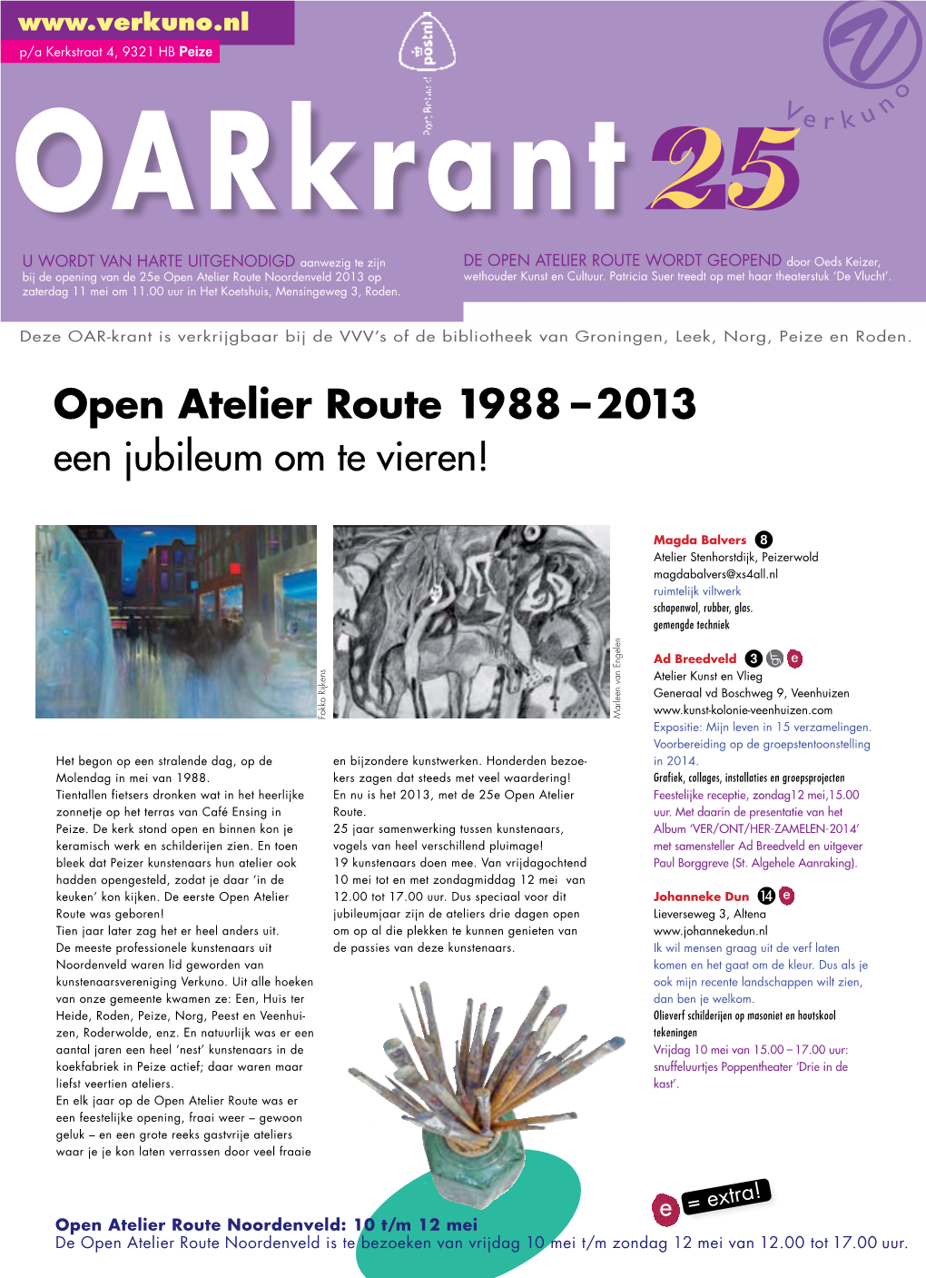 Open Atelier Route 1988 – 2013 Een Jubileum Om Te Vieren!