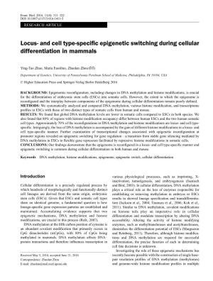 Locus- and Cell Type-Specific Epigenetic Switching During Cellular