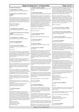 Radio 4 Listings for 6 – 12 March 2021 Page 1 of 15 SATURDAY 06 MARCH 2021 SAT 06:00 News and Papers (M000sxxb) Awards This Week