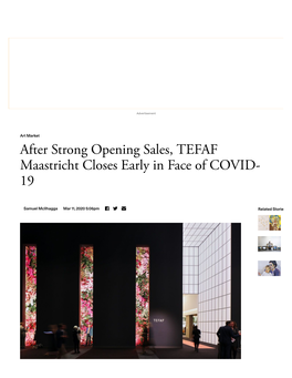 After Strong Opening Sales, TEFAF Maastricht Closes Early in Face of COVID- 19