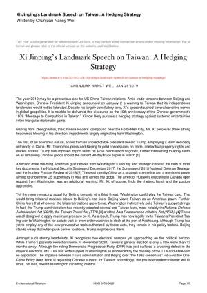 A Hedging Strategy Written by Chunjuan Nancy Wei