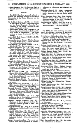 2 Supplement to the London Gazette, 1 January, 1921