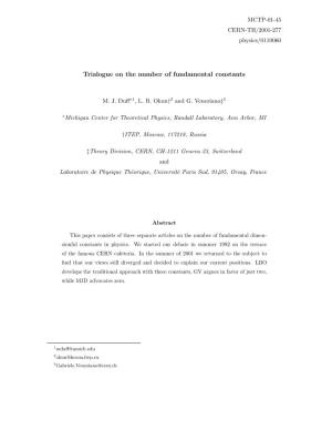 Trialogue on the Number of Fundamental Constants