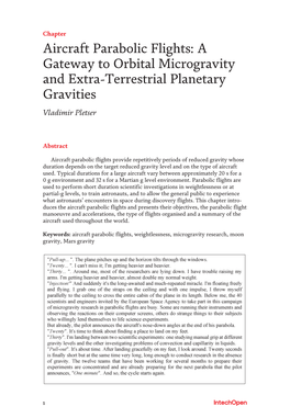 Aircraft Parabolic Flights: a Gateway to Orbital Microgravity and Extra-Terrestrial Planetary Gravities Vladimir Pletser