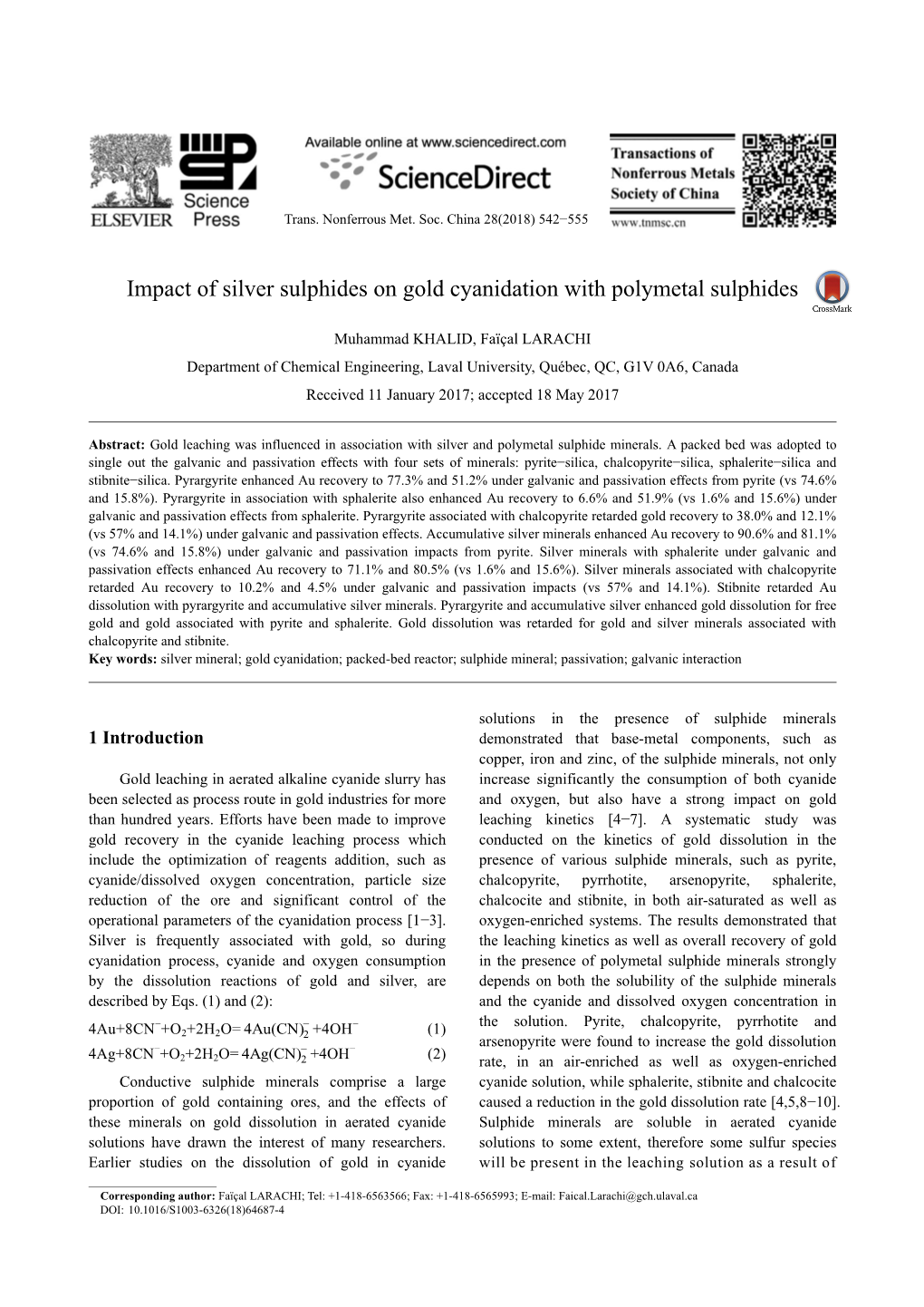 Impact of Silver Sulphides on Gold Cyanidation with Polymetal Sulphides