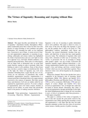 The Virtues of Ingenuity: Reasoning and Arguing Without Bias