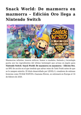 Edición Oro Llega a Nintendo Switch