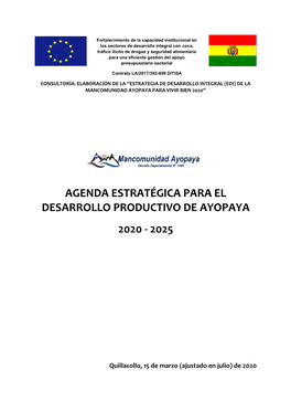 Agenda Estratégica Para El Desarrollo Productivo De Ayopaya