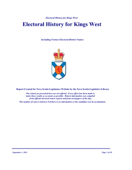 Electoral History for Kings West Electoral History for Kings West
