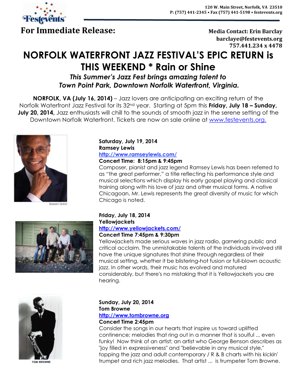 NORFOLK WATERFRONT JAZZ FESTIVAL's EPIC RETURN Is THIS