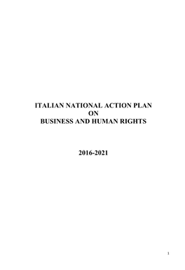 Italian National Action Plan on Business and Human Rights