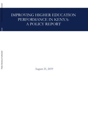 Improving Higher Education Performance in Kenya: a Policy Report