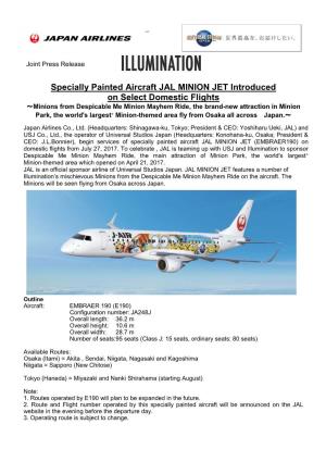 Specially Painted Aircraft JAL MINION JET Introduced on Select Domestic