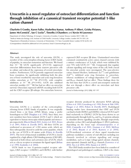 Urocortin Is a Novel Regulator of Osteoclast Differentiation and Function Through Inhibition of a Canonical Transient Receptor Potential 1-Like Cation Channel