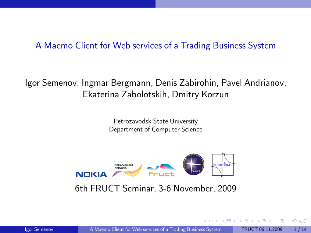 A Maemo Client for Web Services of a Trading Business System