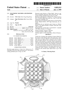 United States Patent (19) 11 Patent Number: 5,855,513 Lam (45) Date of Patent: Jan