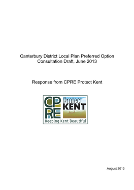CPRE Protect Kent Canterbury Local Plan Preferred Option Consultation