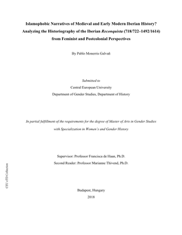 Analyzing the Historiography of the Iberian Reconquista (718/722–1492/1614) from Feminist and Postcolonial Perspectives