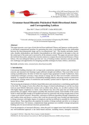 Grammar-Based Rhombic Polyhedral Multi-Directional Joints and Corresponding Lattices