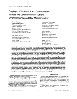 Couplings of Watersheds and Coastal Waters: Sources and Consequences of Nutrient Enrichment in Waquoit Bay, Massachusetts