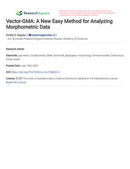 Vector-GMA: a New Easy Method for Analyzing Morphometric Data
