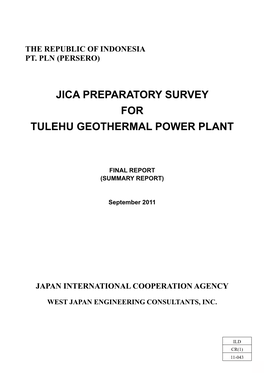Jica Preparatory Survey for Tulehu Geothermal Power Plant