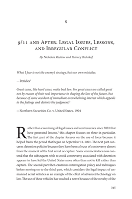 9/11 and After: Legal Issues, Lessons, and Irregular Conflict