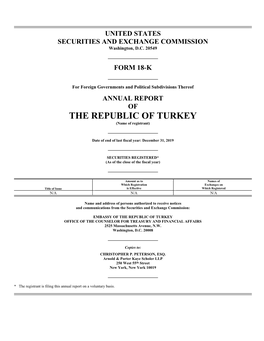 THE REPUBLIC of TURKEY (Name of Registrant)