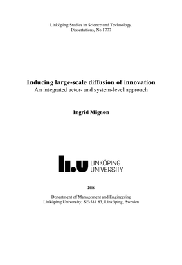 Inducing Large-Scale Diffusion of Innovation : an Integrated Actor