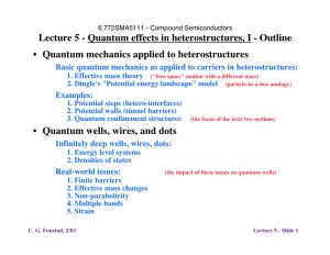 Outline • Quantum Mechanics Applied to Heterostructures • Quantum Well