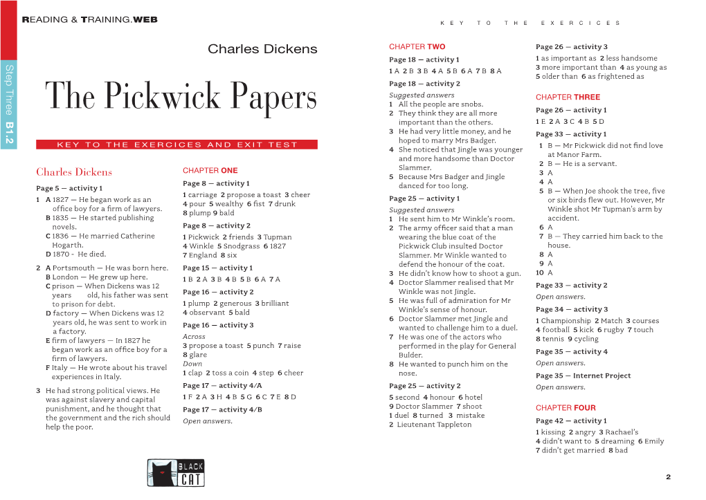 The Pickwick Papers 2 They Think They Are All More Page 26 – Activity 1 Important Than the Others