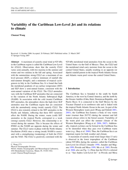 Variability of the Caribbean Low-Level Jet and Its Relations to Climate