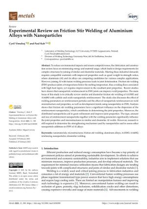 Experimental Review on Friction Stir Welding of Aluminium Alloys with Nanoparticles