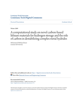A Computational Study on Novel Carbon-Based Lithium Materials For