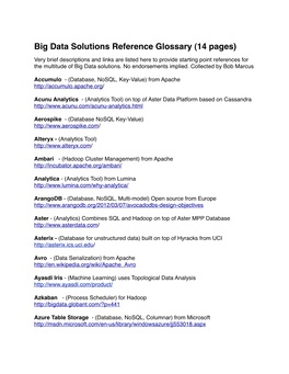 Big Data Solutions Glossary