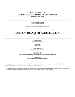 ENERGY TRANSFER PARTNERS, L.P. (Name of Issuer)