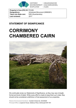 Corrimony Chambered Cairn Statement of Significance