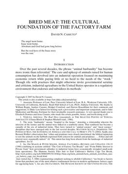 Bred Meat: the Cultural Foundation of the Factory Farm