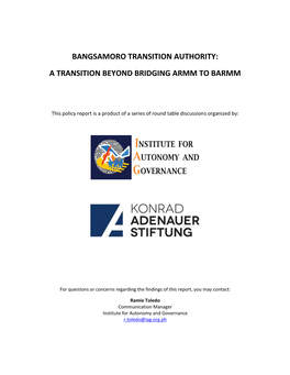 Bangsamoro Transition Authority: a Transition Beyond Bridging Armm to Barmm
