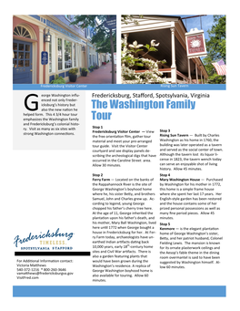 The Washington Family Tour and Fredericksburg’S Colonial Histo- Ry