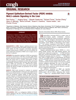 Catenin Signaling in the Liver Petr Protiva,1,2,* Jingjing Gong,1,* Bharath Sreekumar,2 Richard Torres,3 Xuchen Zhang,2 Glenn S