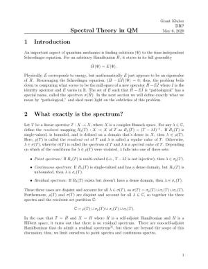 Spectral Theory in Quantum Mechanics